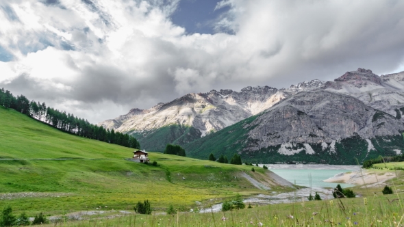 of Alps in Cancano Lake, Valtellina