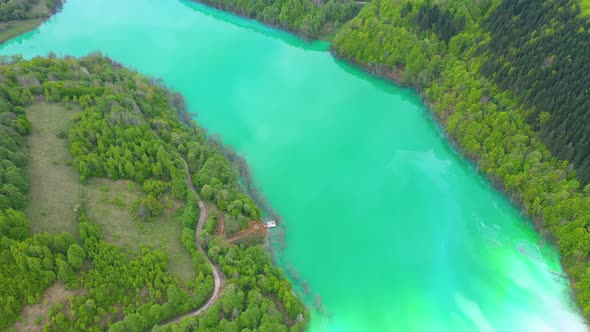 Aerial View of a Big Waste Decanting Lake, Tailing Pond