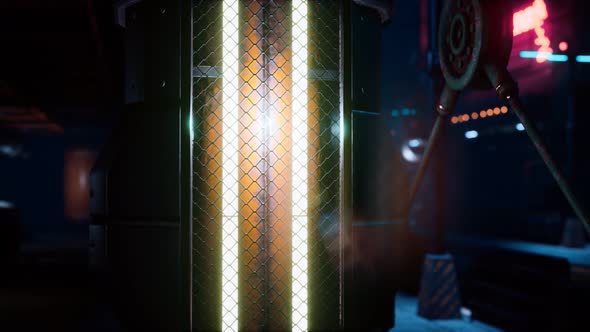 Futuristic Street with Neon Glow at Night alt