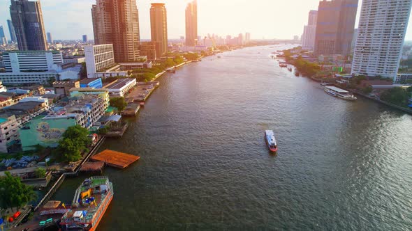 4K : Aerial drone footage of Bangkok skyline