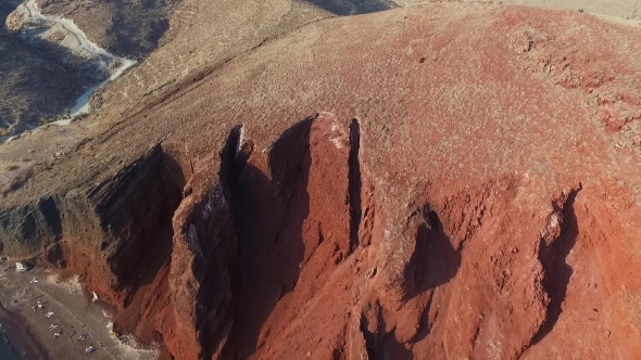 Santorini Aerial View Video of Greek Island with White Houses and Blue Roofs on Sunset and in the