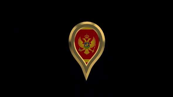Montenegro 3D Rotating Location Gold Pin Icon