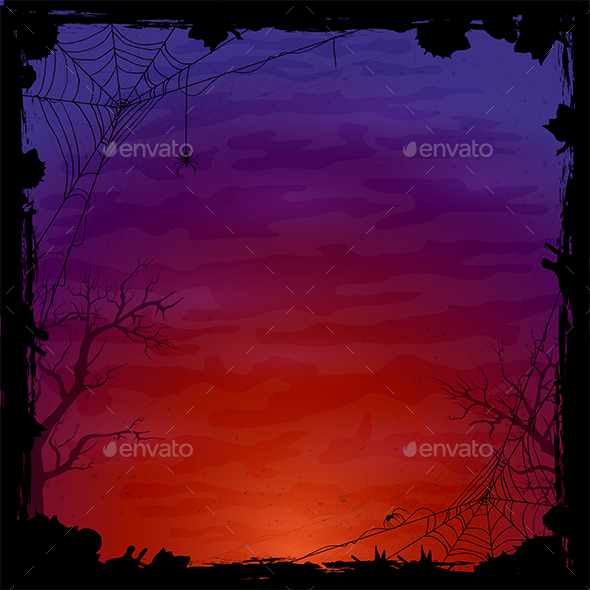 Halloween Background with Spiders