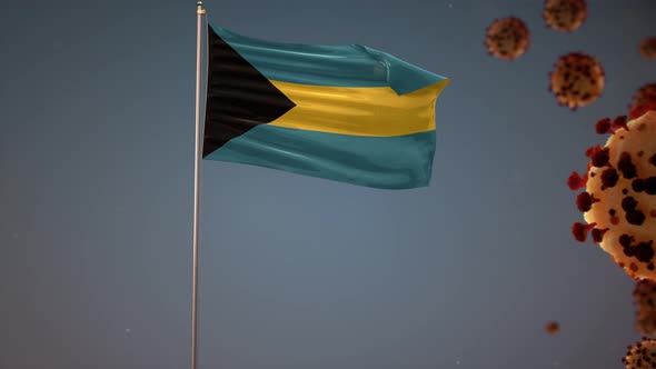 Bahamas Flag With Corona Virus Attack 4K