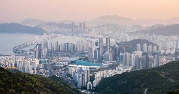 Busan, South Korea Aerial View Timelapse