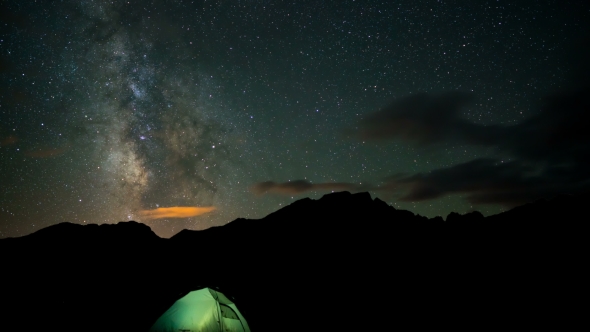 Stars, Milky Way Galaxy Over Camp Tent