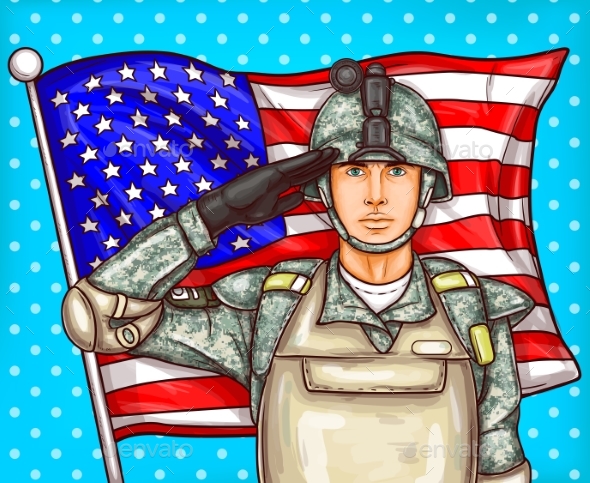 Vector Pop Art Illustration for a Memorial Day Soldier