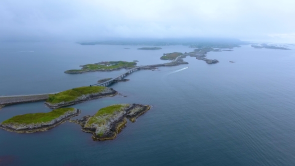 Atlantic Ocean Road Aerial Footage Norway