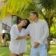 Couple Walking Embracing In Tropical Garden Near Villa House, Happy Man And Woman Kissing Outdoors - VideoHive Item for Sale