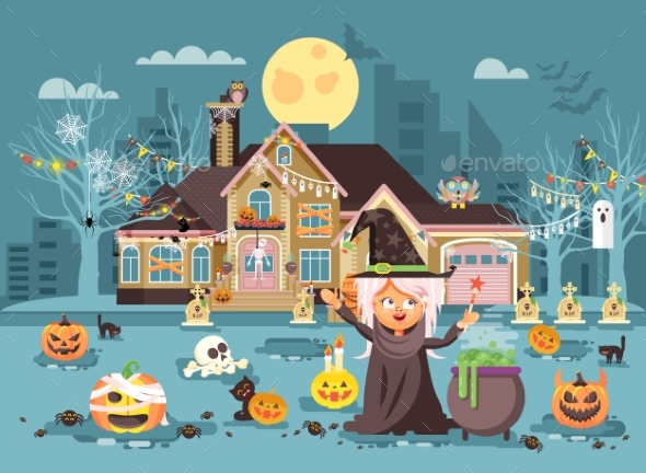 Illustration Cartoon Character on Halloween
