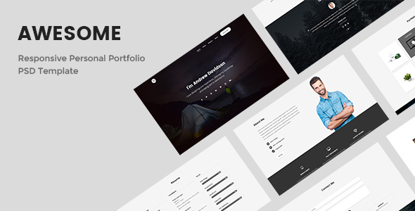 Awesome – Responsive Personal Portfolio PSD Template – 1 Sold!