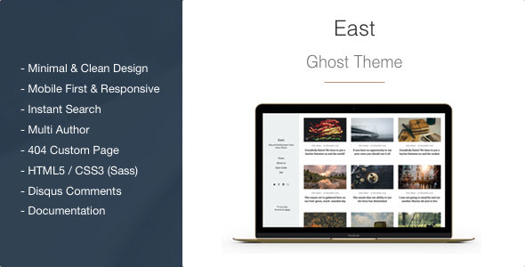 East - Blog and Multipurpose Clean Ghost CMS Theme