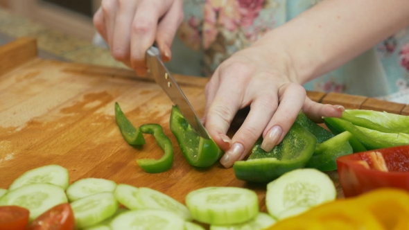 Cutting Green Bell Pepper