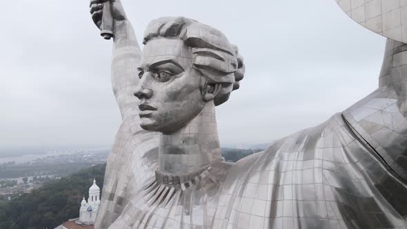 Kyiv, Ukraine Aerial View in Autumn : Motherland Monument. Kiev