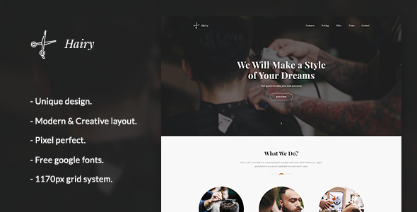 Hairy - Barber Landing PSD Template