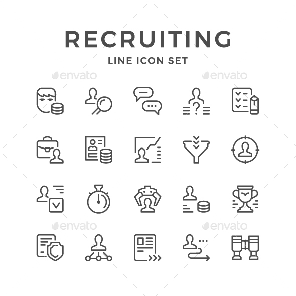 Set Line Icons of Recruiting