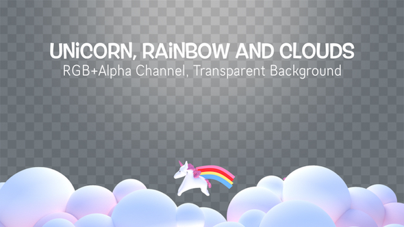 Unicorn, Rainbow and Clouds Overlay alt