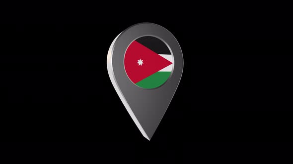 3d Animation Map Navigation Pointer With Jordan Flag With Alpha Channel - 4K