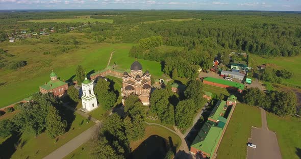 Spaso-Borodino nunnery, Borodino, Russia. Aerial