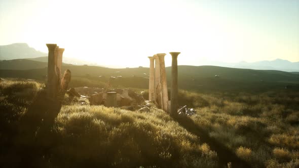 Old Roman Temple Ruins at Sunset alt