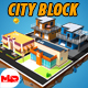 Low Poly City buildings (Coffee shop, Pizza, small builings) - 3DOcean Item for Sale