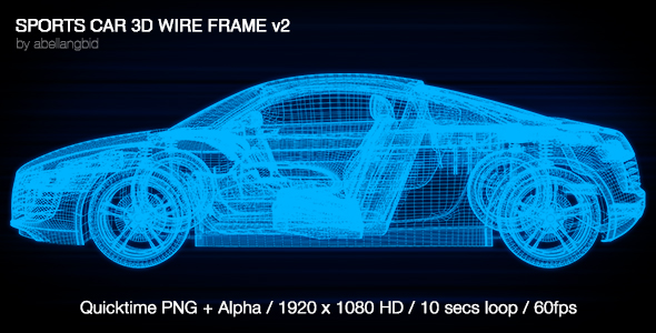 Sports Car 3D Wireframe v2