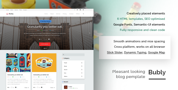 Bubly - A Pleasant Looking Multipurpose HTML Template