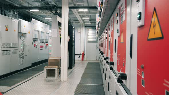 Interior of a Power Room with Hazardous Lockers