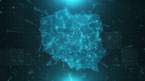 Poland Map Background Cities Connections  HD alt