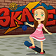 Little Girl Wearing Dress Skateboarding - GraphicRiver Item for Sale