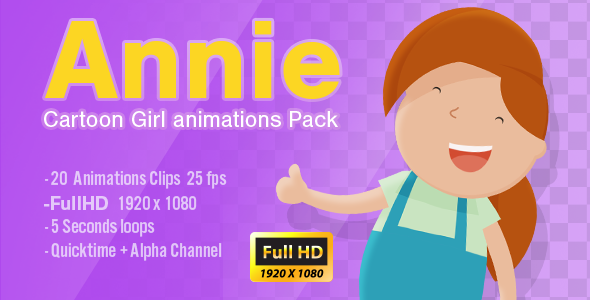 Annie Cartoon Girl Animations Pack