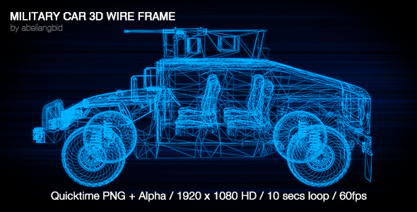 Military Car 3D Wireframe