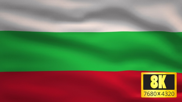 8K Bulgaria Windy Flag Background