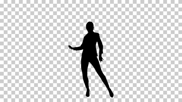 Silhouette Brunette businesswoman dancing, Alpha Channel