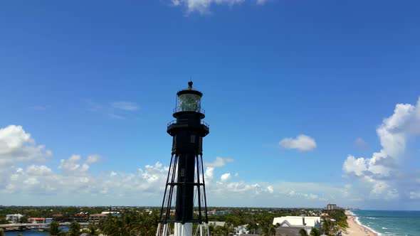 Low Aerial Pov Hillsboro Lighthouse Fl Usa