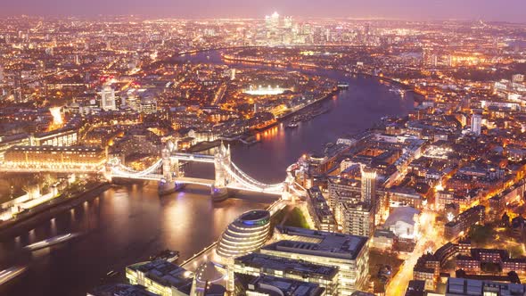 Timelapse elevated view of London