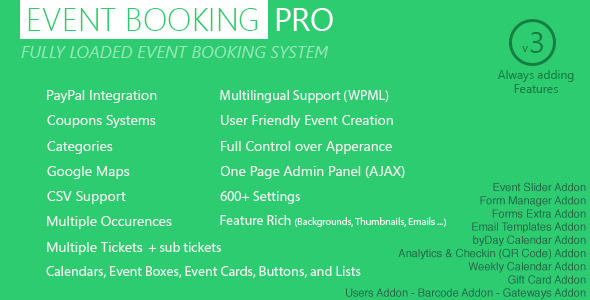 bookingPro Event Booking Pro - WP Plugin [paypal or offline]