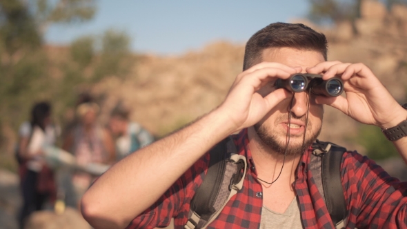 Man with Friends Traveling