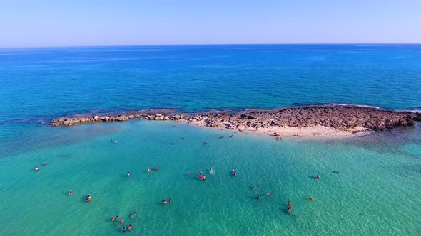 Ayia Napa Ayia thekla Sunny Cyprus  church on beach with crystal turquoise sea water