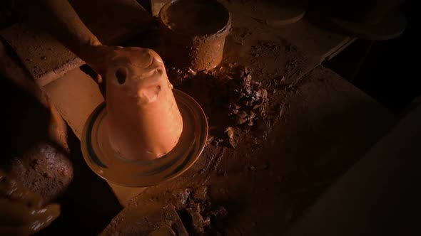 Pot Made Of Clay Workshop Slow Motion