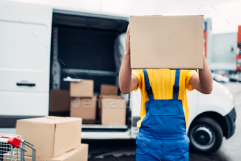 distribution business. Cargo delivery. Empty, clear container