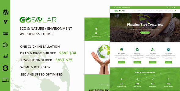 GoSolar - Eco Environmental  & Nature WordPress Theme