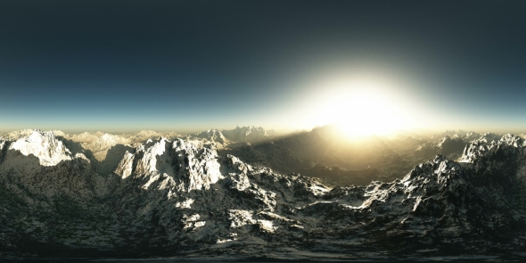 Aerial VR 360 Panorama of Mountains alt