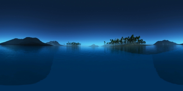 Aerial VR 360 Panorama of Tropical Island at Night alt