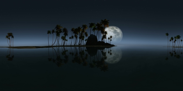 Aerial VR 360 Panorama of Tropical Island at Night alt