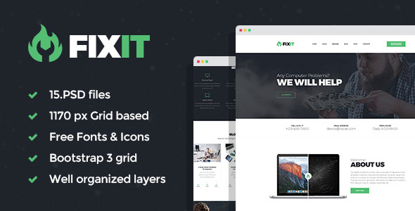 FixIt - Gadgets & Appliance Repair PSD Template