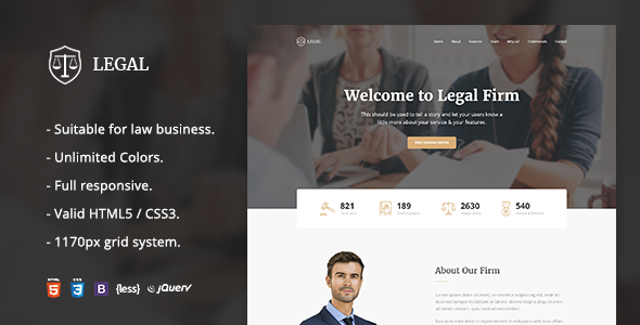 Legal – Law Firm OnePage HTML Template