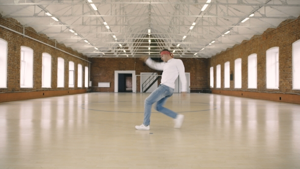 B-boy Dancing in Sport Gym
