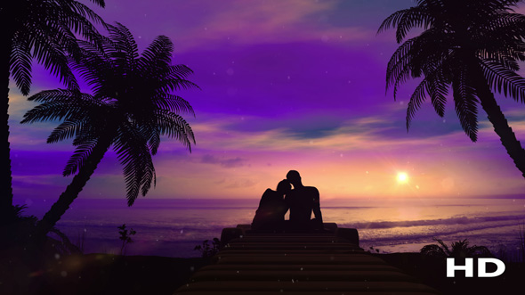 Romantic Couple Meets The Sunset By The Ocean alt