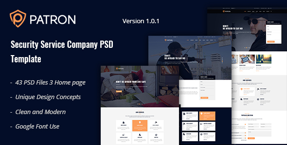 Patron - Security Service Company PSD Template